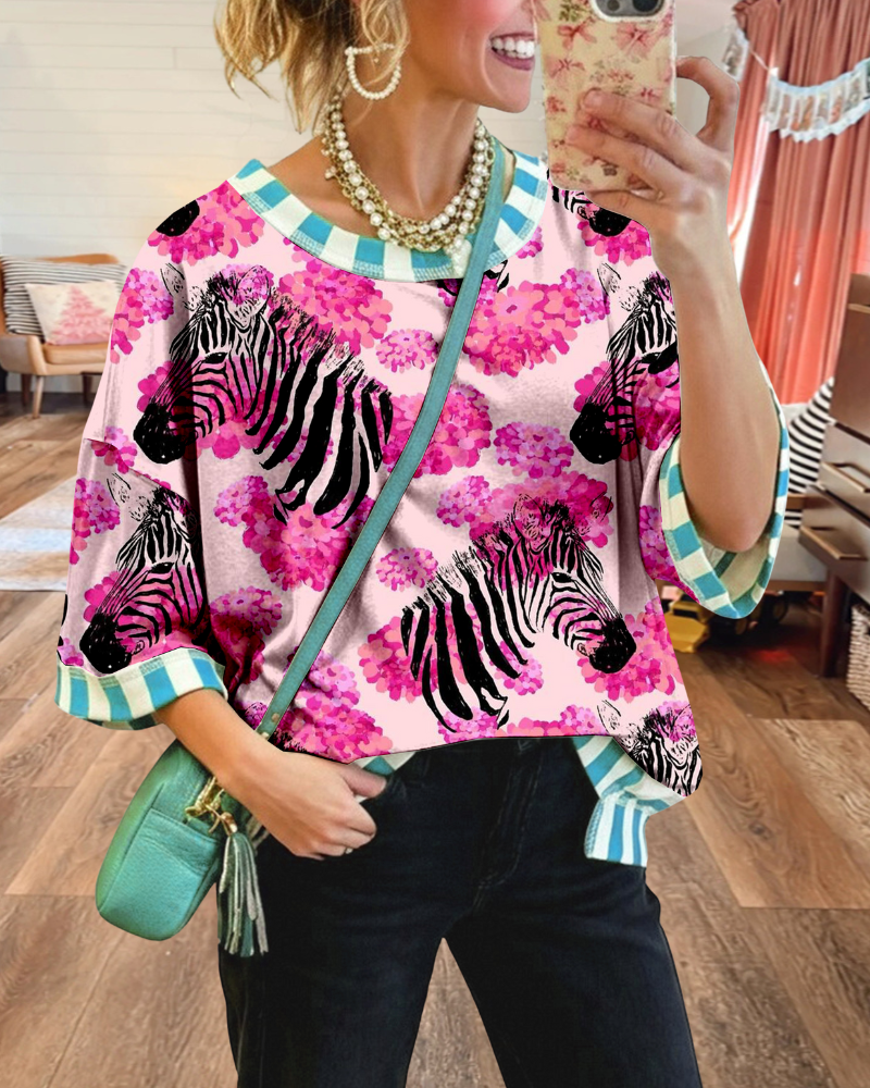 Unique Floral Zebra Print Top