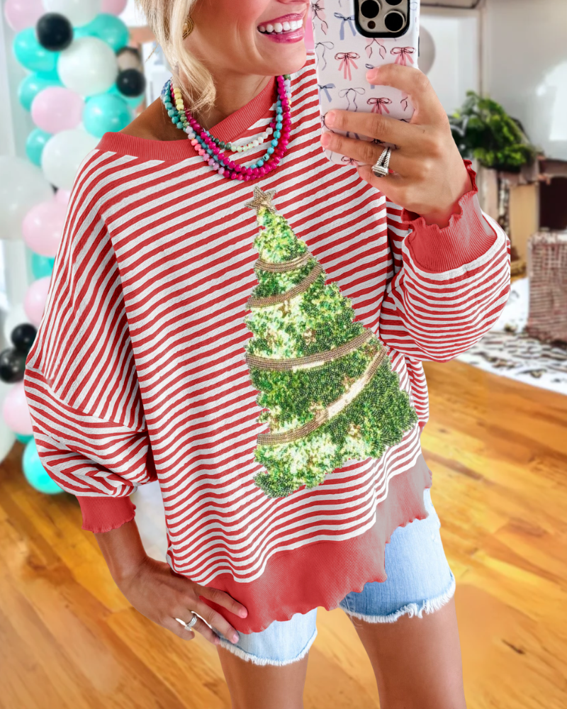 Cozy Sequin Christmas Tree Sweatshirt
