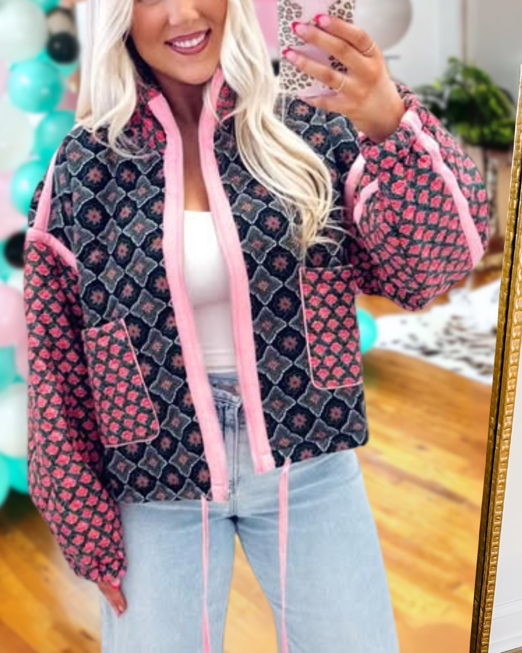 Floral Patchwork Quilted Cotton-Padded Jacket
