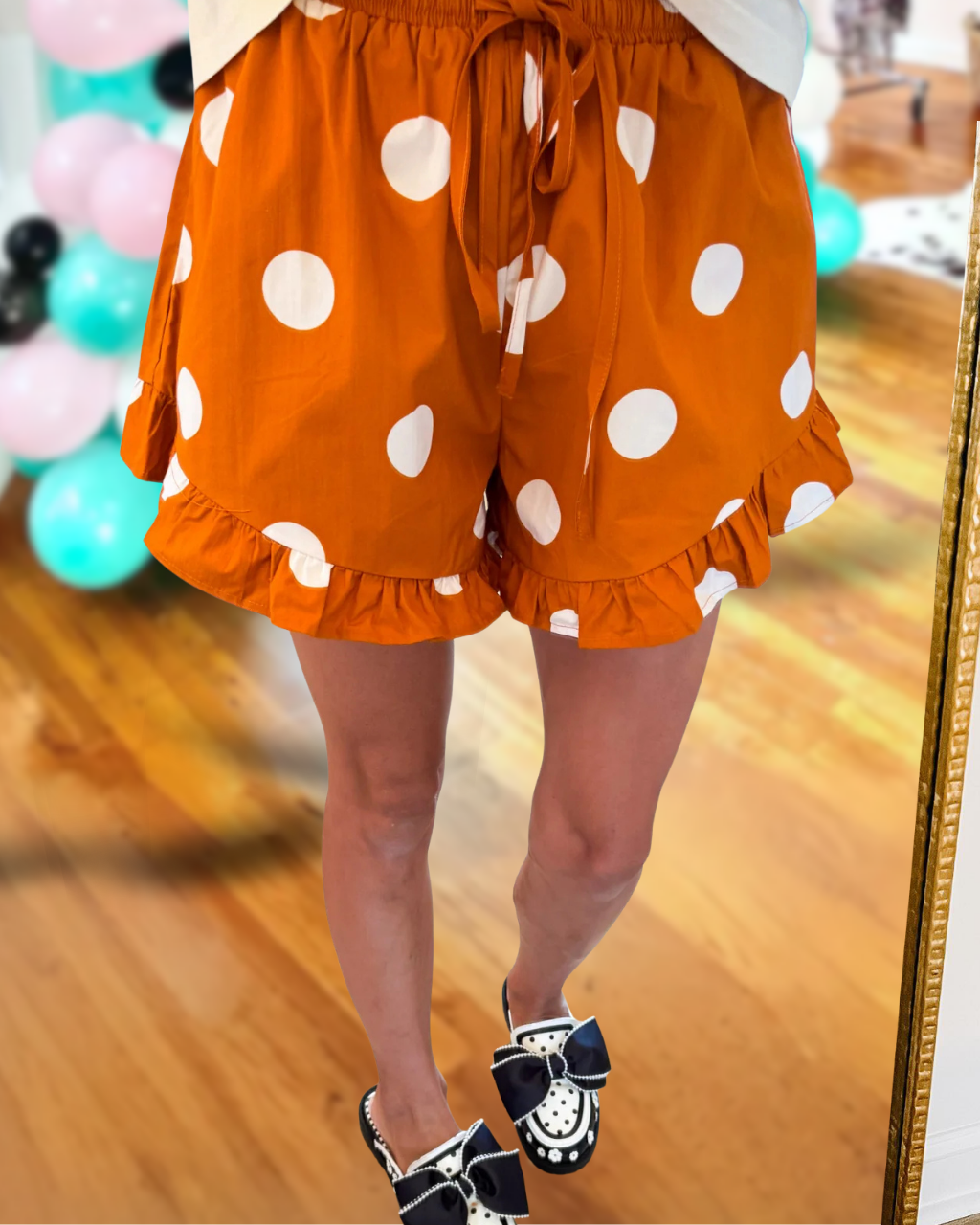 Polka-dot Ruffle-trim Shorts