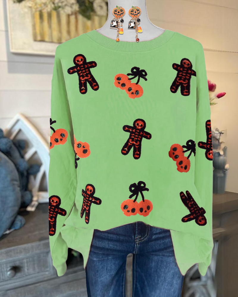 Cherry Skull Sequined Sweatshirt