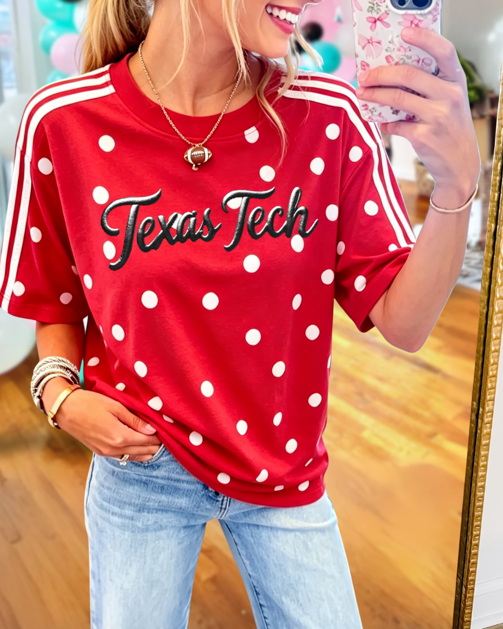 Match Day Embroidered Polka dot T-shirt