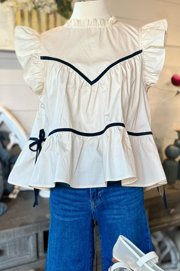Ruffle Lace-up Top