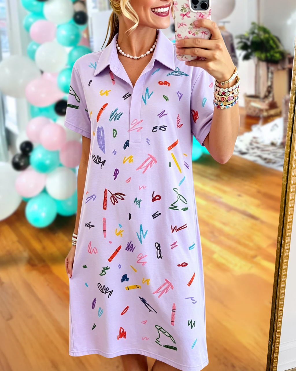 Artistic Brushstroke Doodle Dress