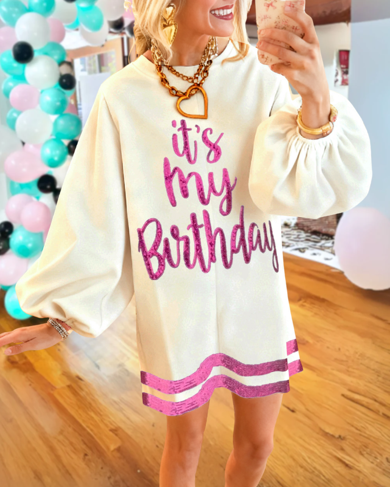 Birthday Print Mini Dress