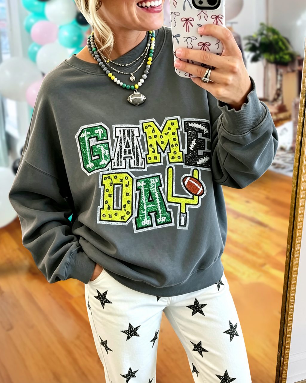 Game Day Unique Sequined Sweatshirt