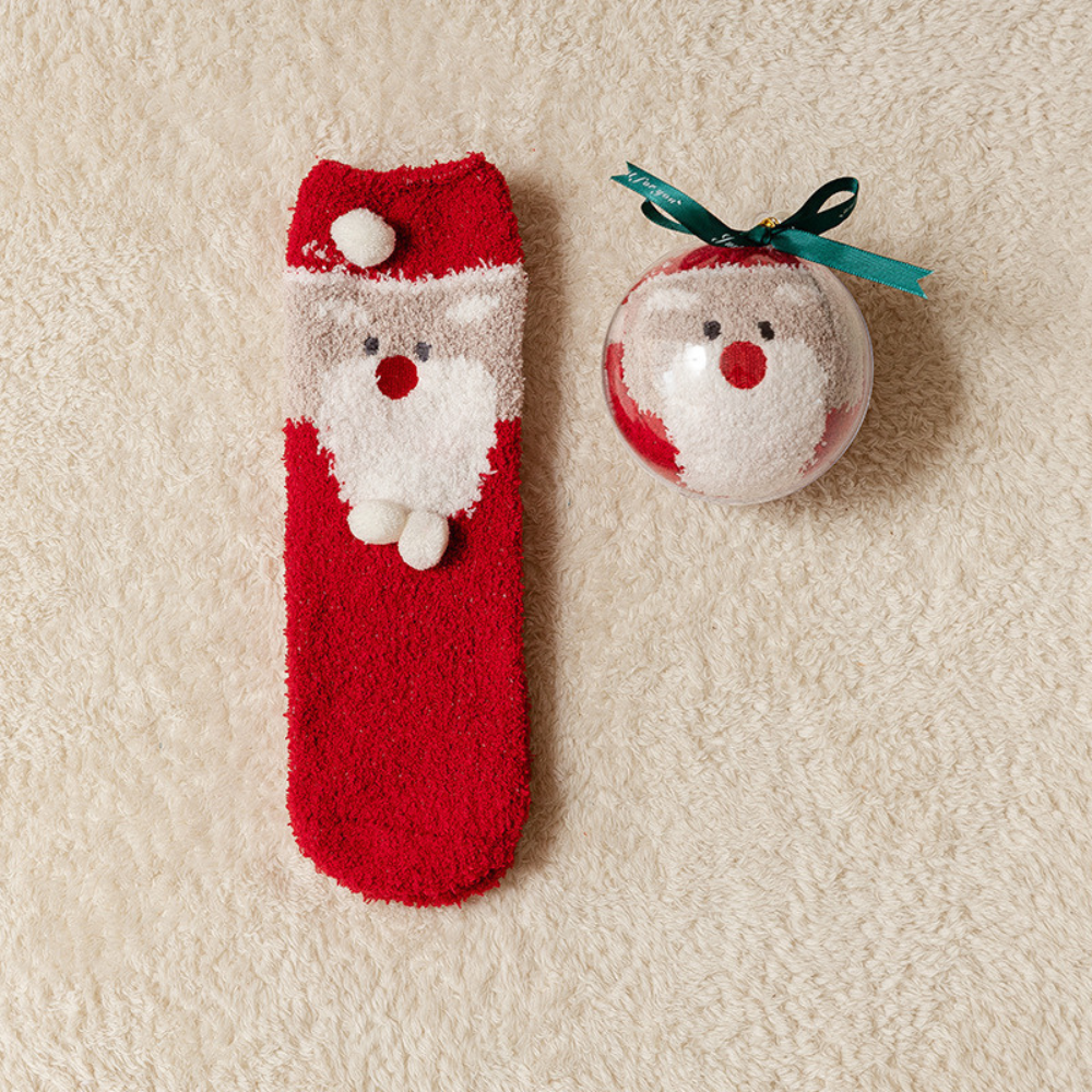 Christmas Trim Plush Socks