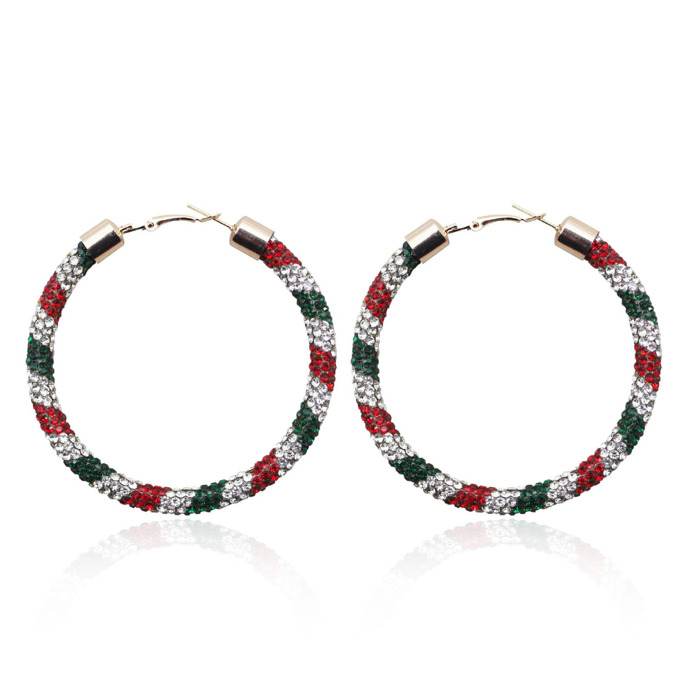 Christmas Diamond Hoop Earrings