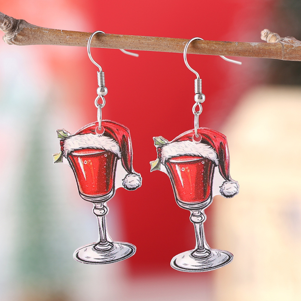 Christmas Wine Glass Earrings