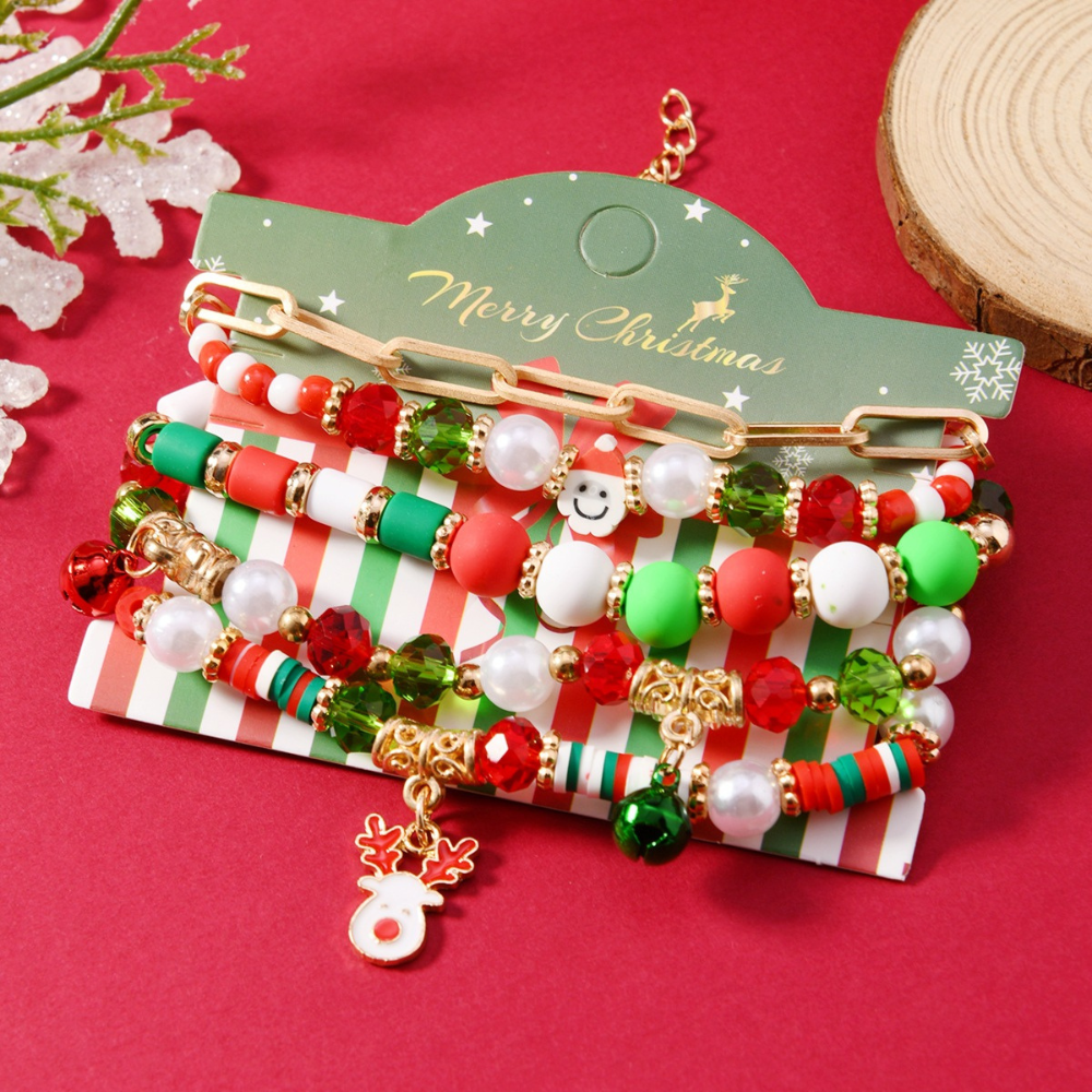 Christmas Beaded Metal Bracelet