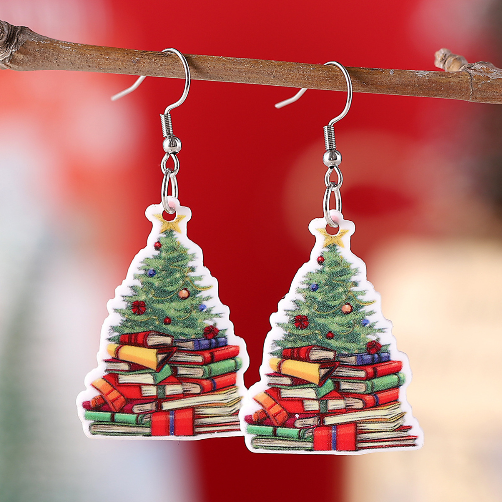 Christmas Tree Book Earrings