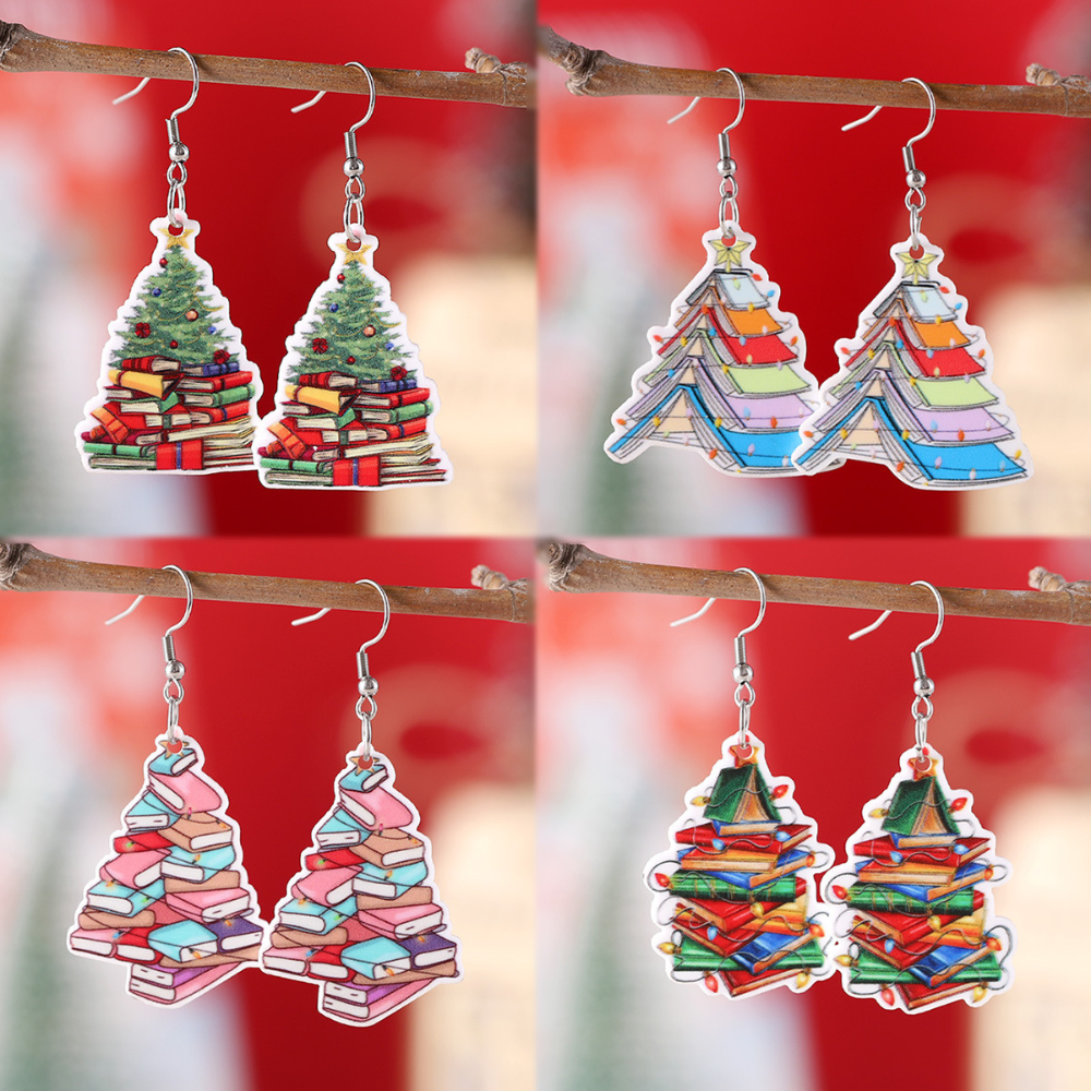 Christmas Tree Book Earrings