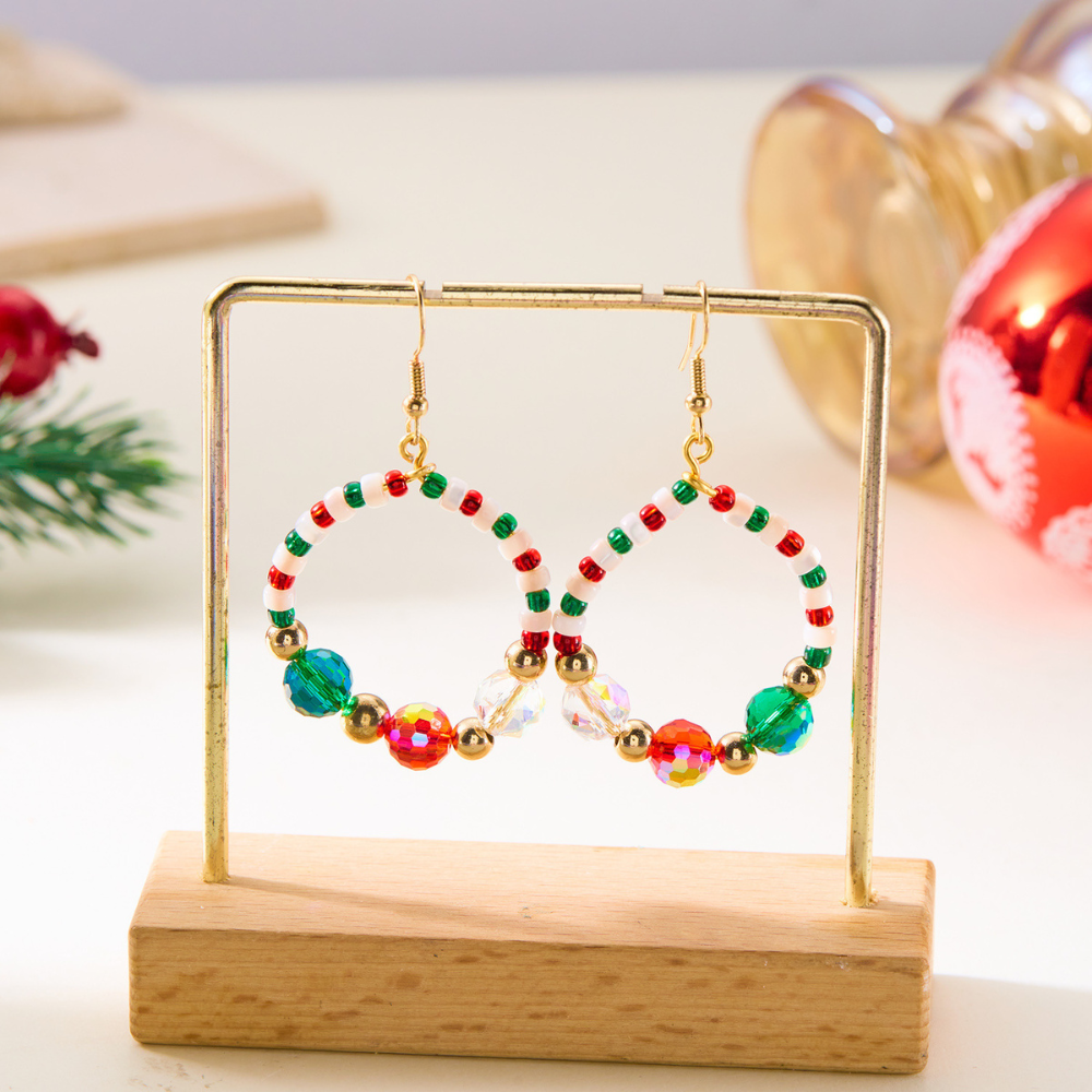 Christmas Round Beaded Earrings