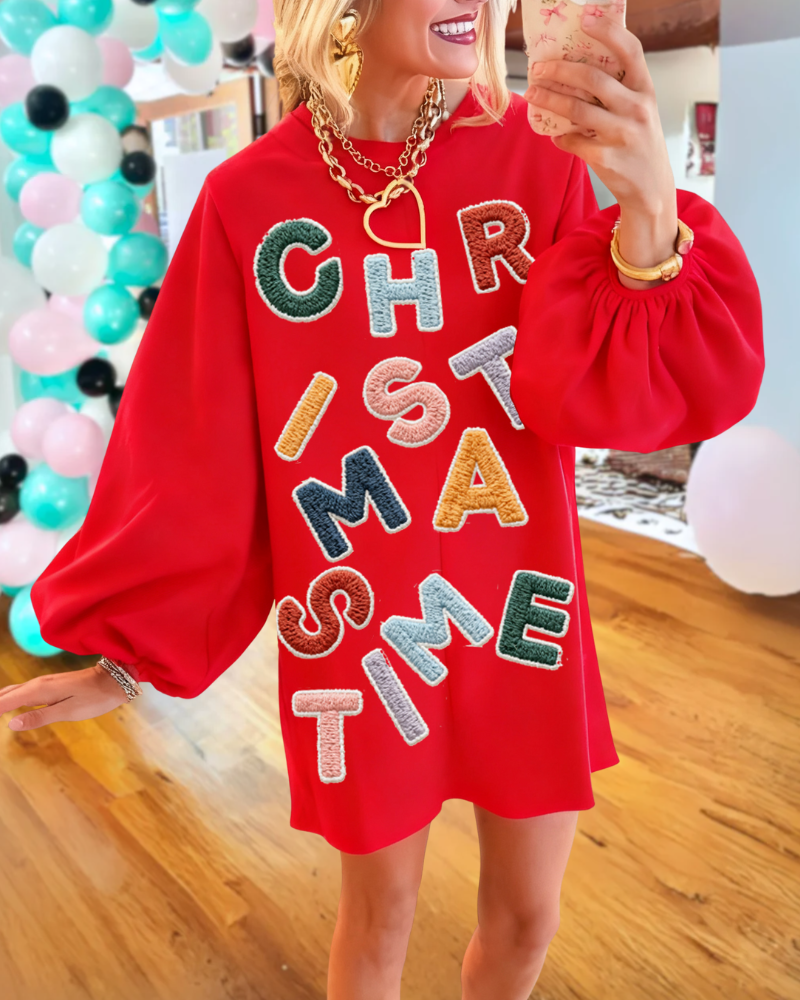 Christmas Time Embroidered Dress