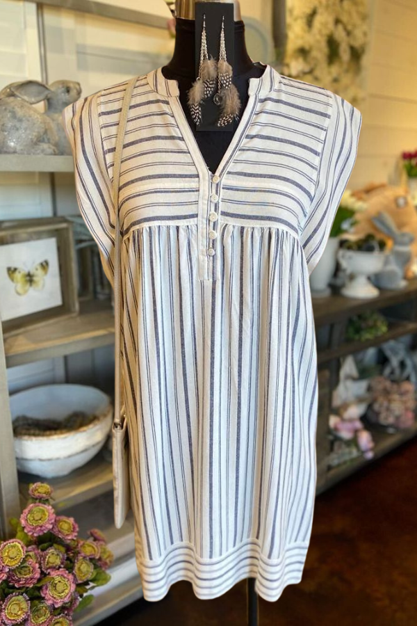 Loose-Fitting Striped Mini Dress