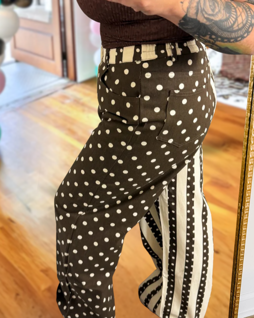 Unique Polka Dot Striped Pants