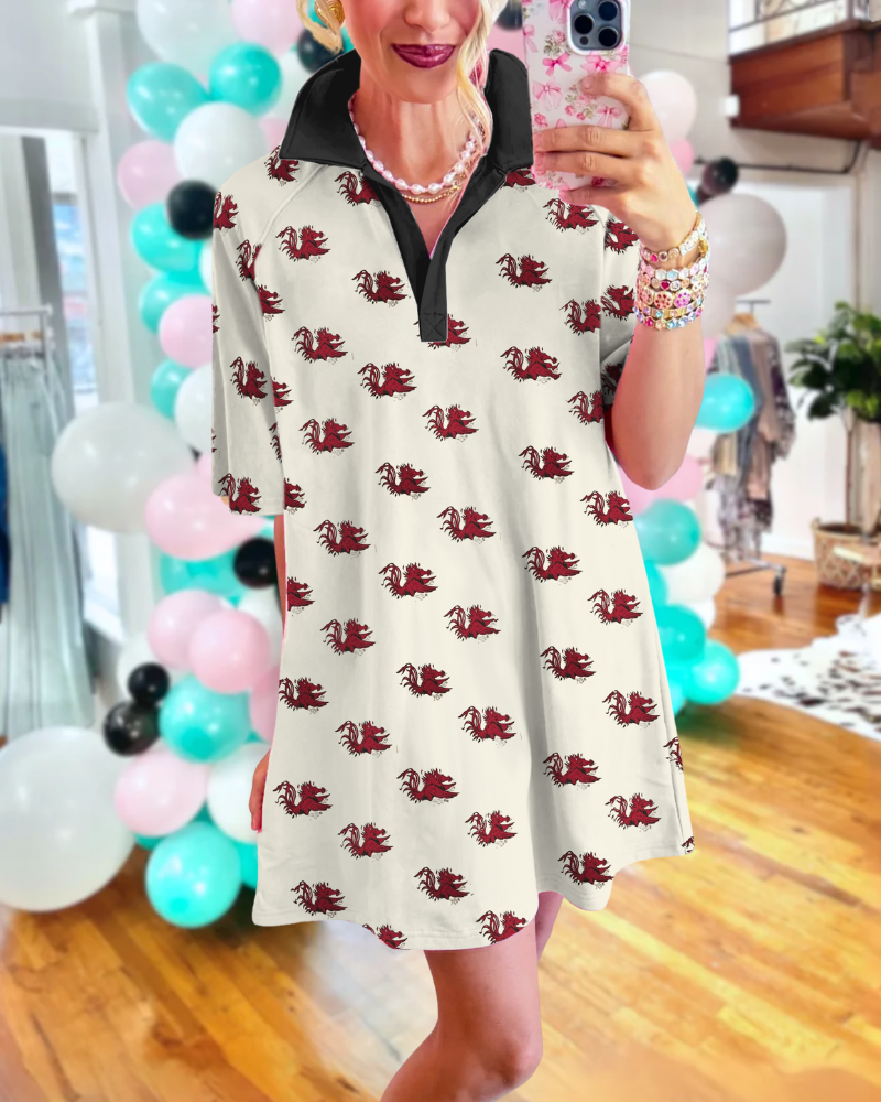 Gamecock Half Open Collar Dress