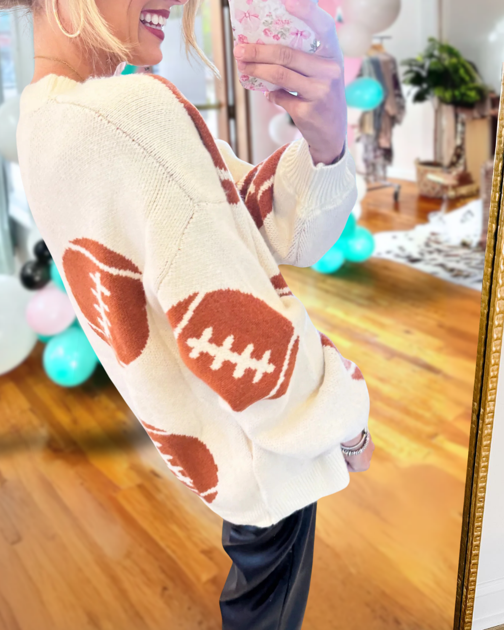 Football Embroidered Button Cardigan