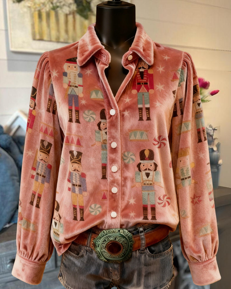 Nutcracker Soldier Velvet Blouse