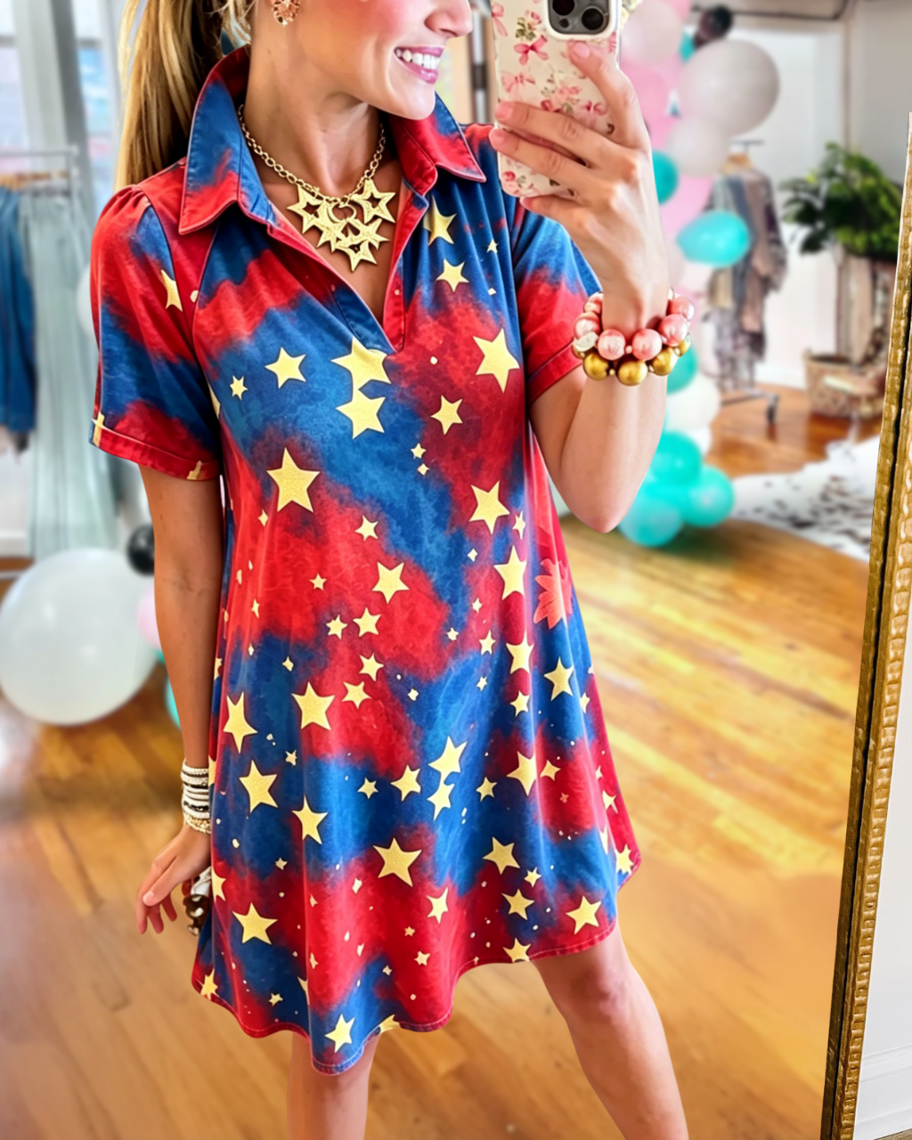 Chic Watercolor Star Dress