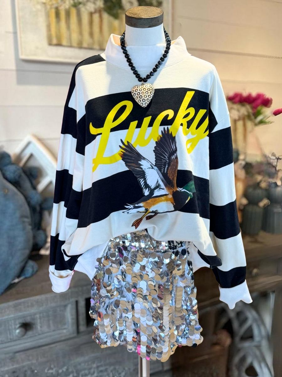 Lucky Mallard Striped Print Top