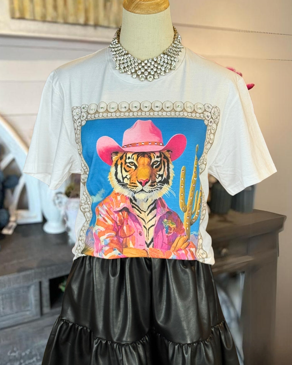Western Tiger Cowboy Print Tee