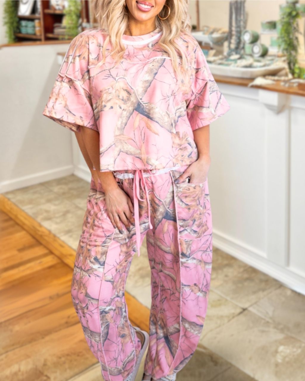 Forest Camouflage Print Trousers Set