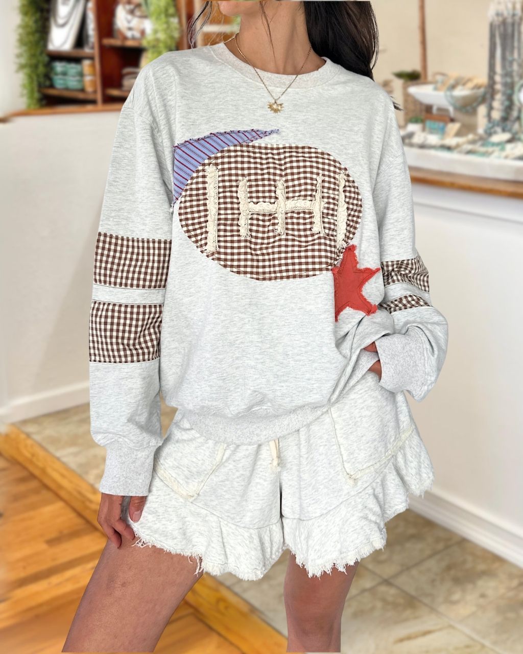 Football Star Embroidered Pullover