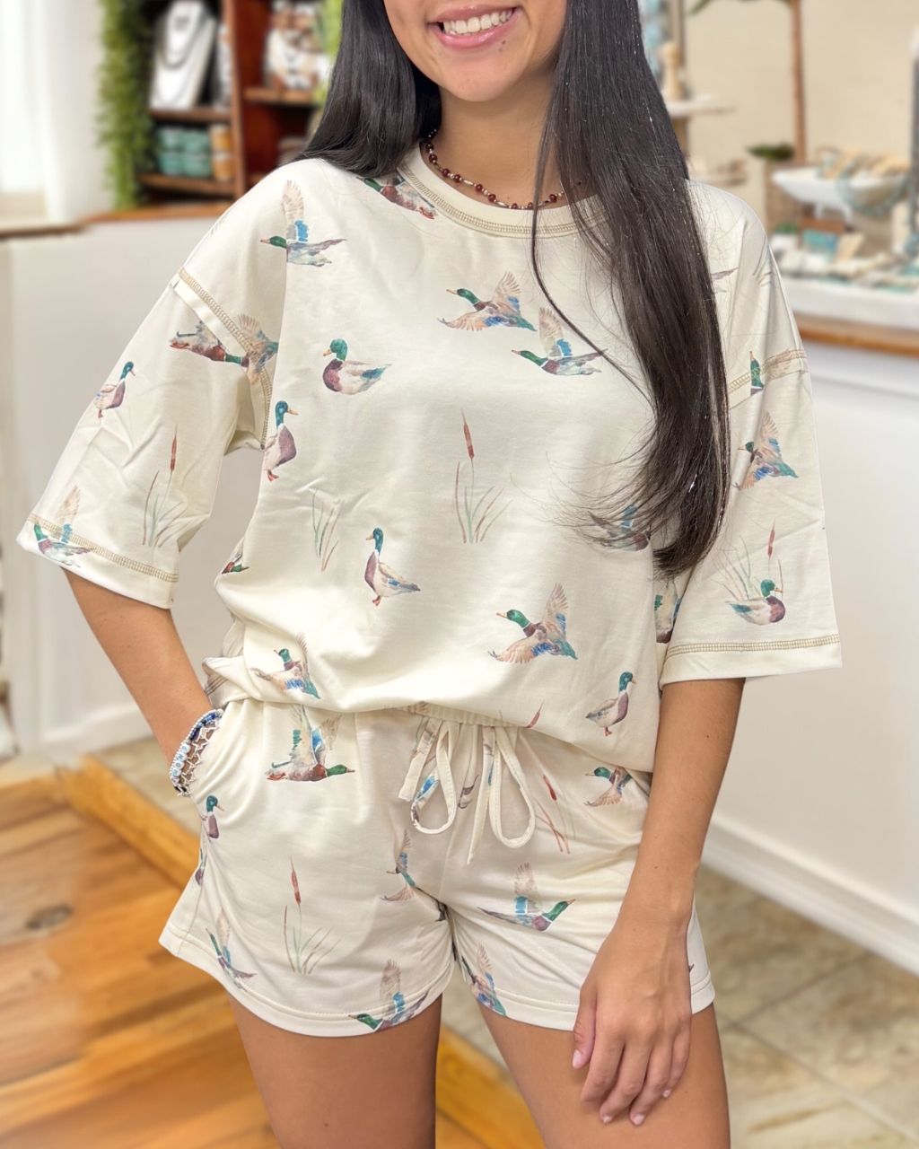 Wild Duck Pattern Shorts Set