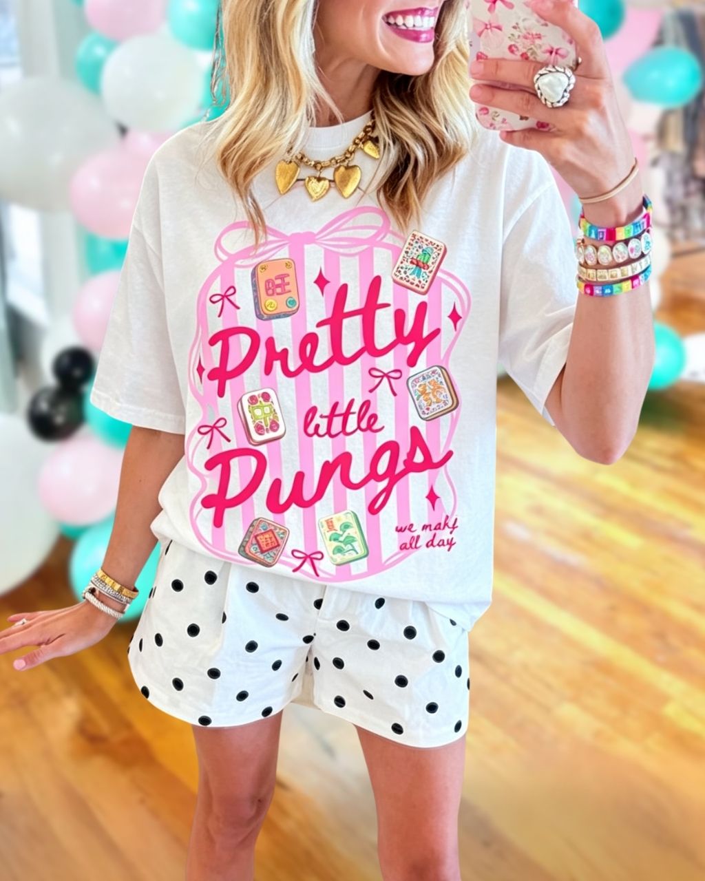 Pretty Mahjong Striped T-shirt