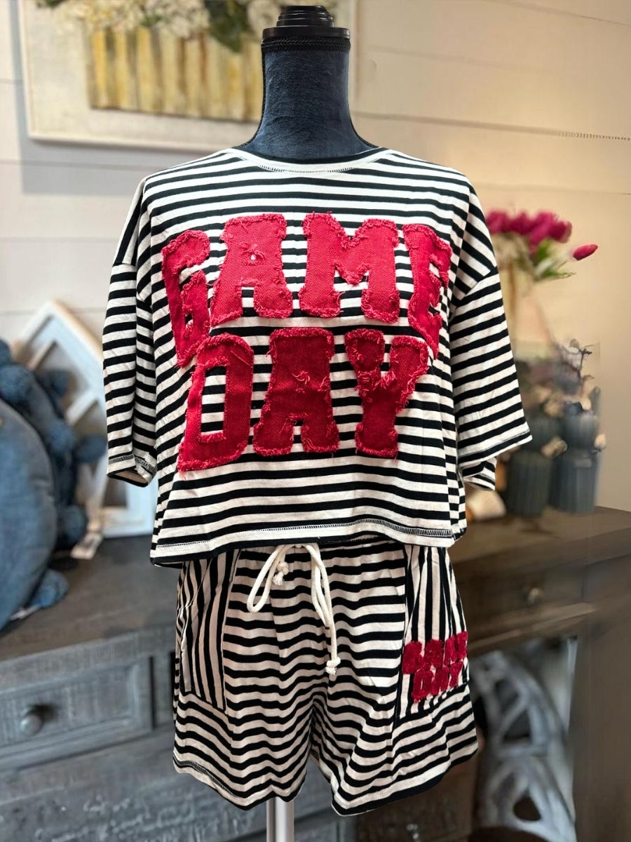 Game Day Embroidered Patch Striped Set