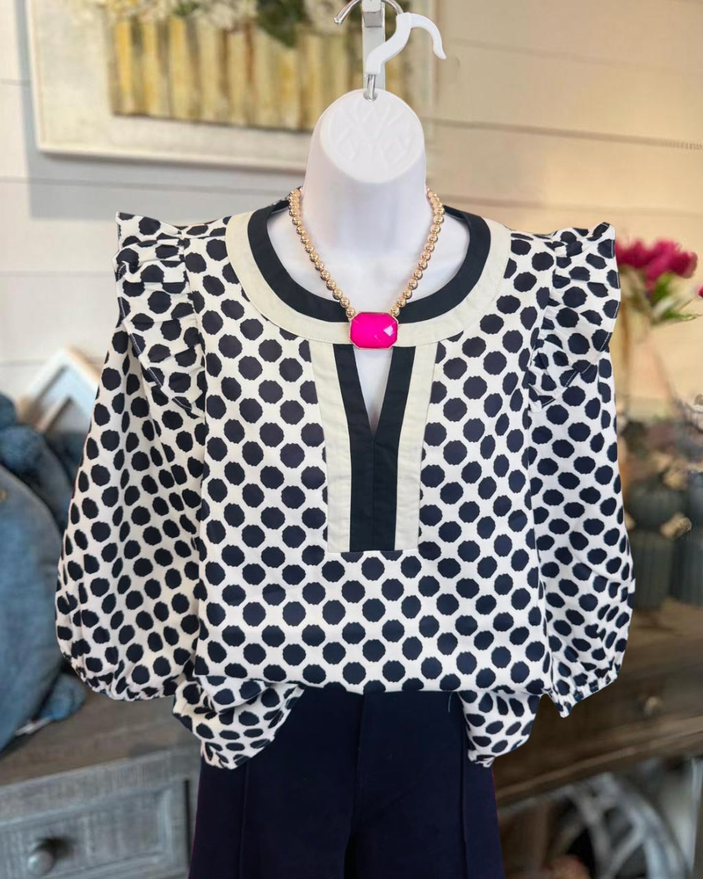 Ruffled Charm Polka Dot Blouse