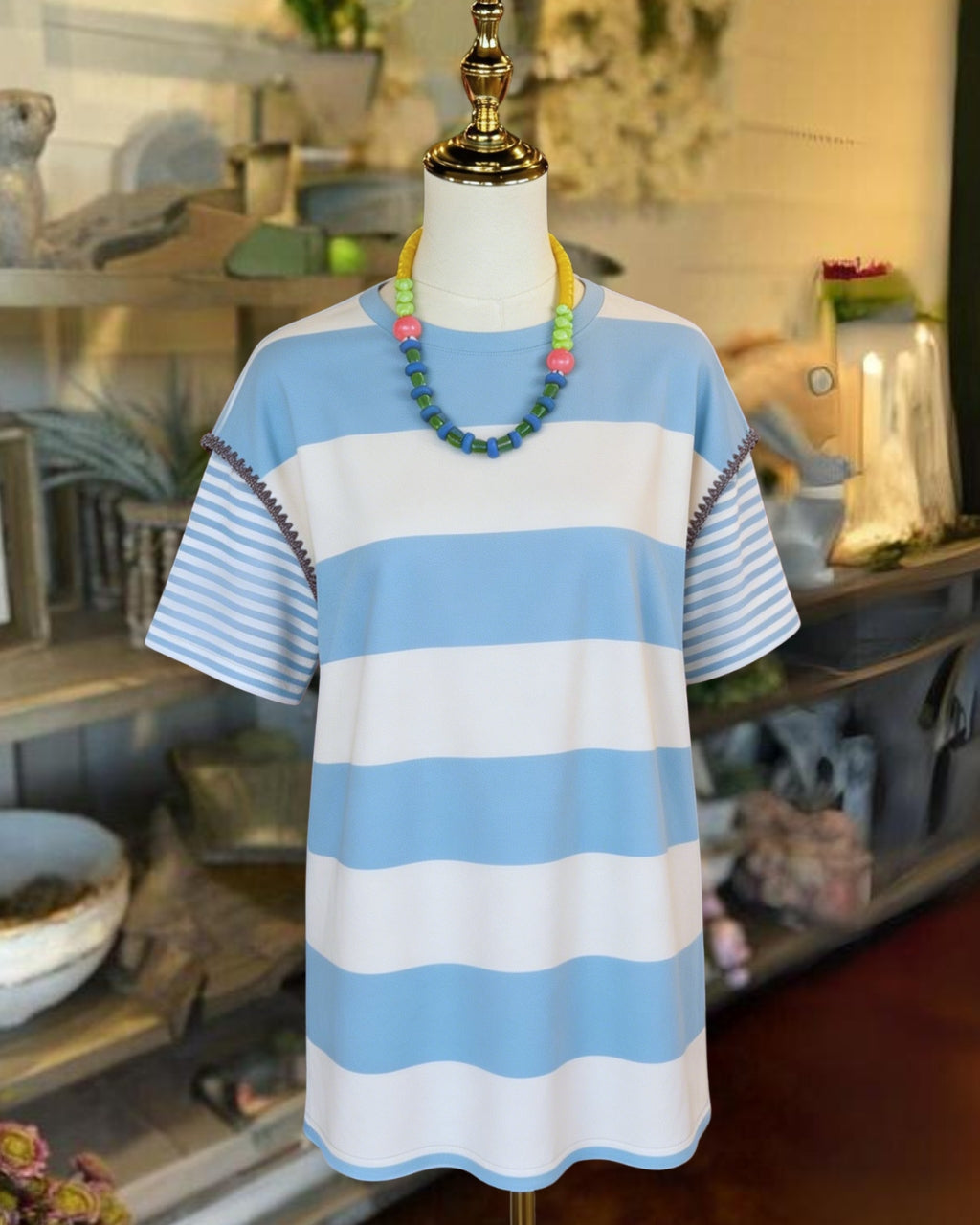 Striped Patchwork Sleeve Dress