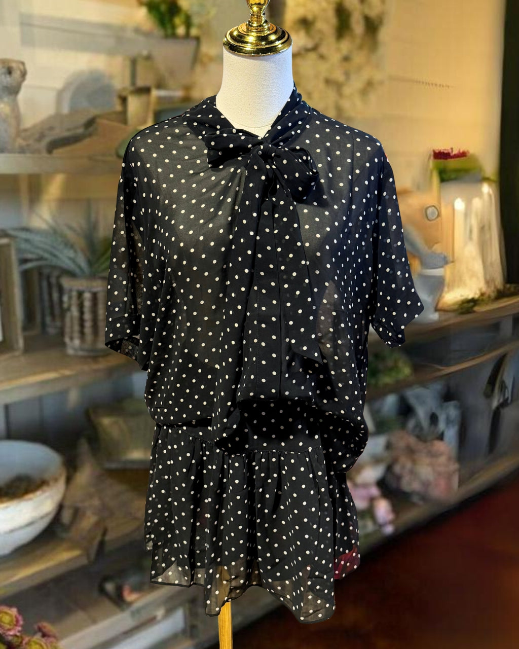 Polka Dot Chiffon Skirt Set