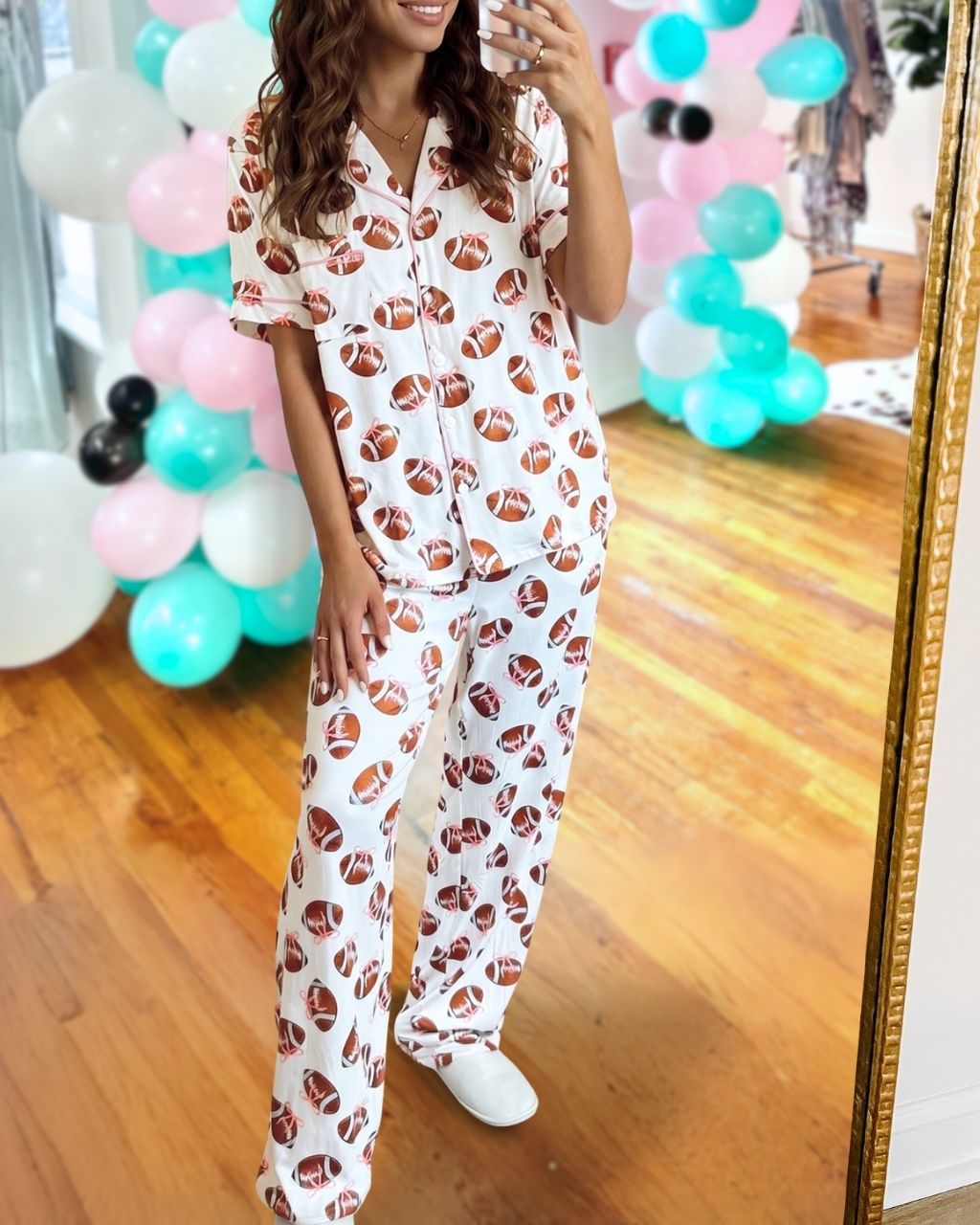 Football Game Day Satin Pajama Set