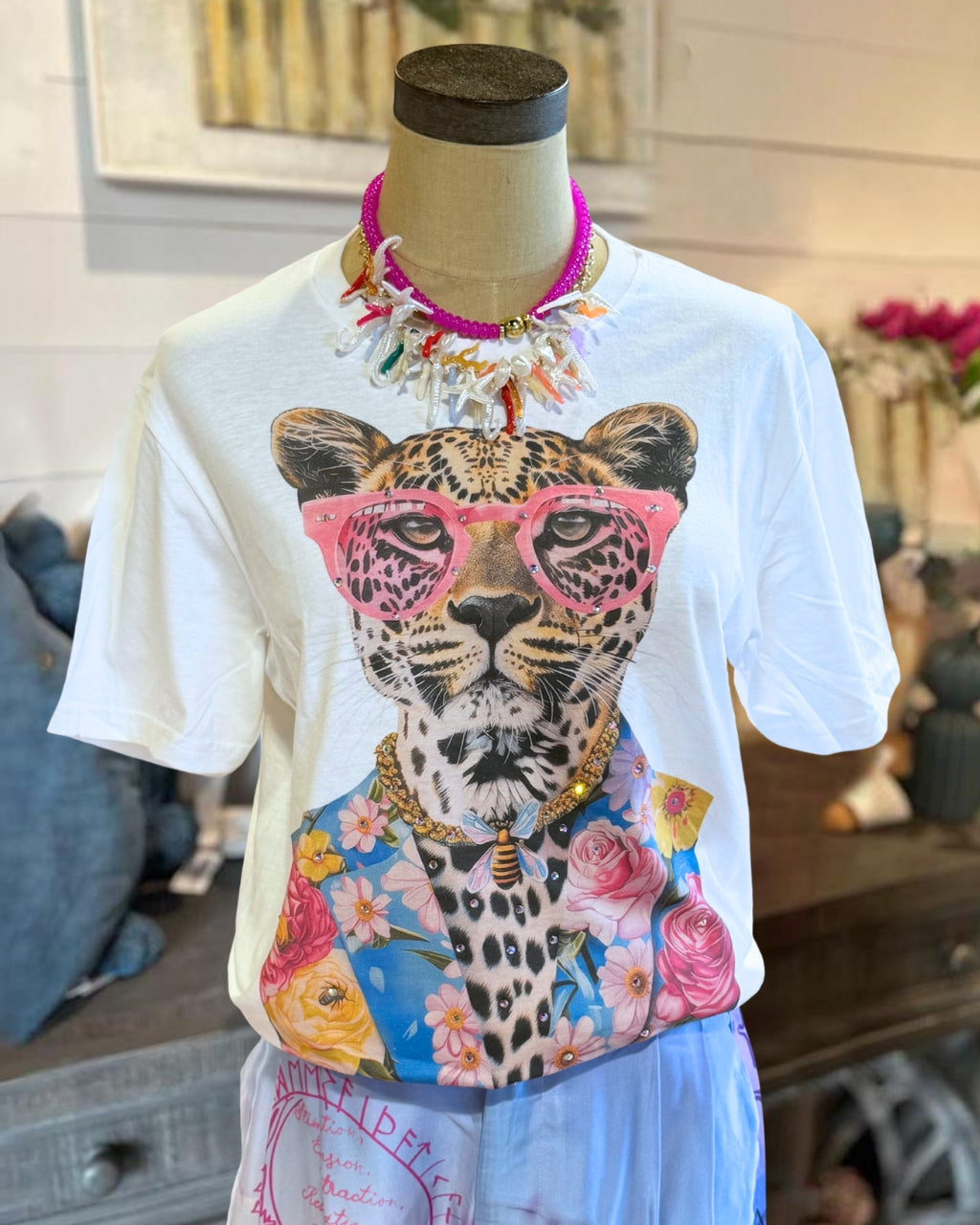 Unique Gold Chain Leopard Tee