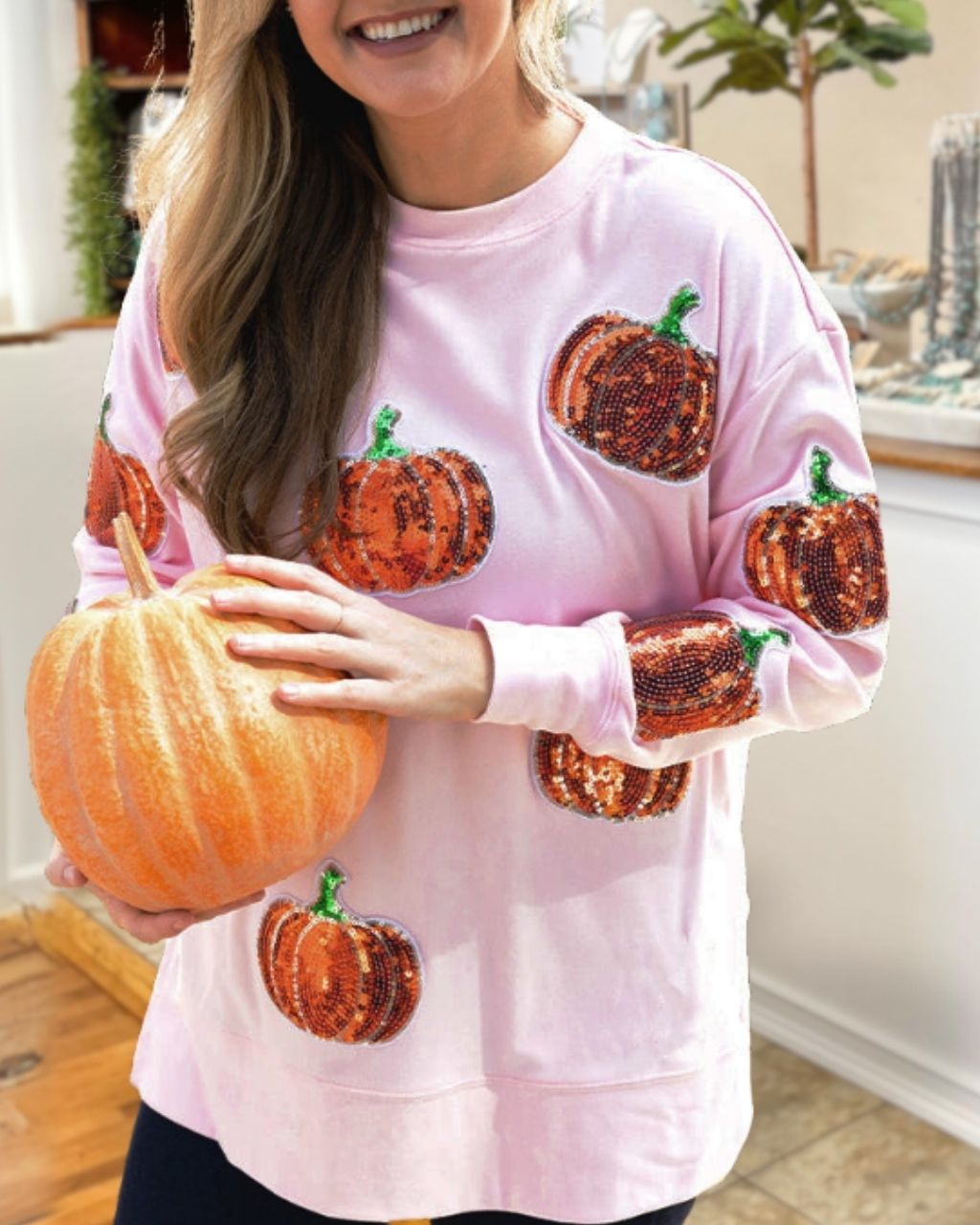 Autumn Sequin Pumpkin Top