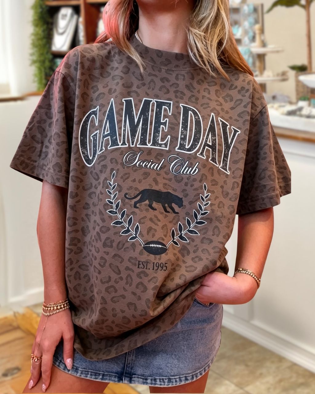 Game Day Football Leopard Print T-shirt