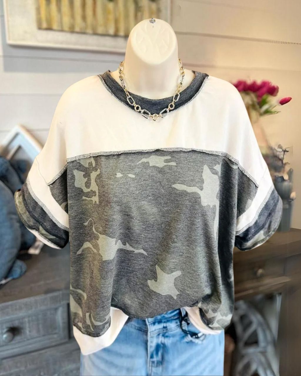 Camouflage-panel T-shirt