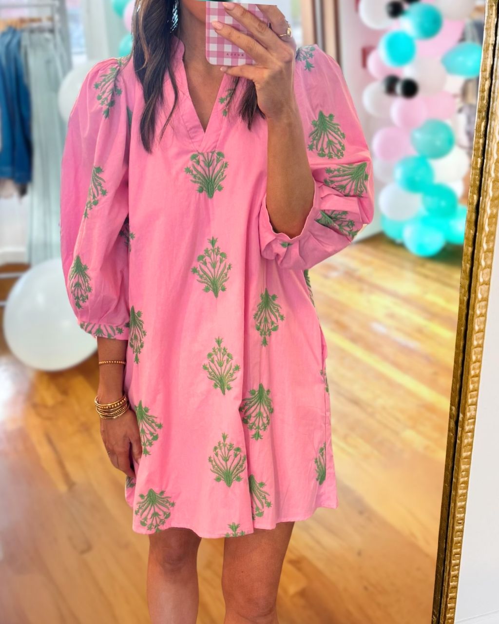 Botanical Embroidery V-Neck Dress