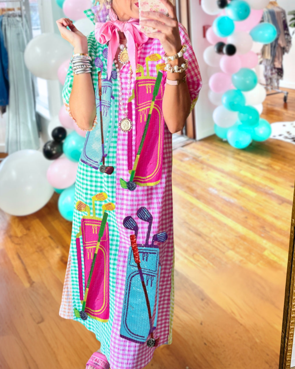 Golf bag Sequined Plaid Maxi Dress