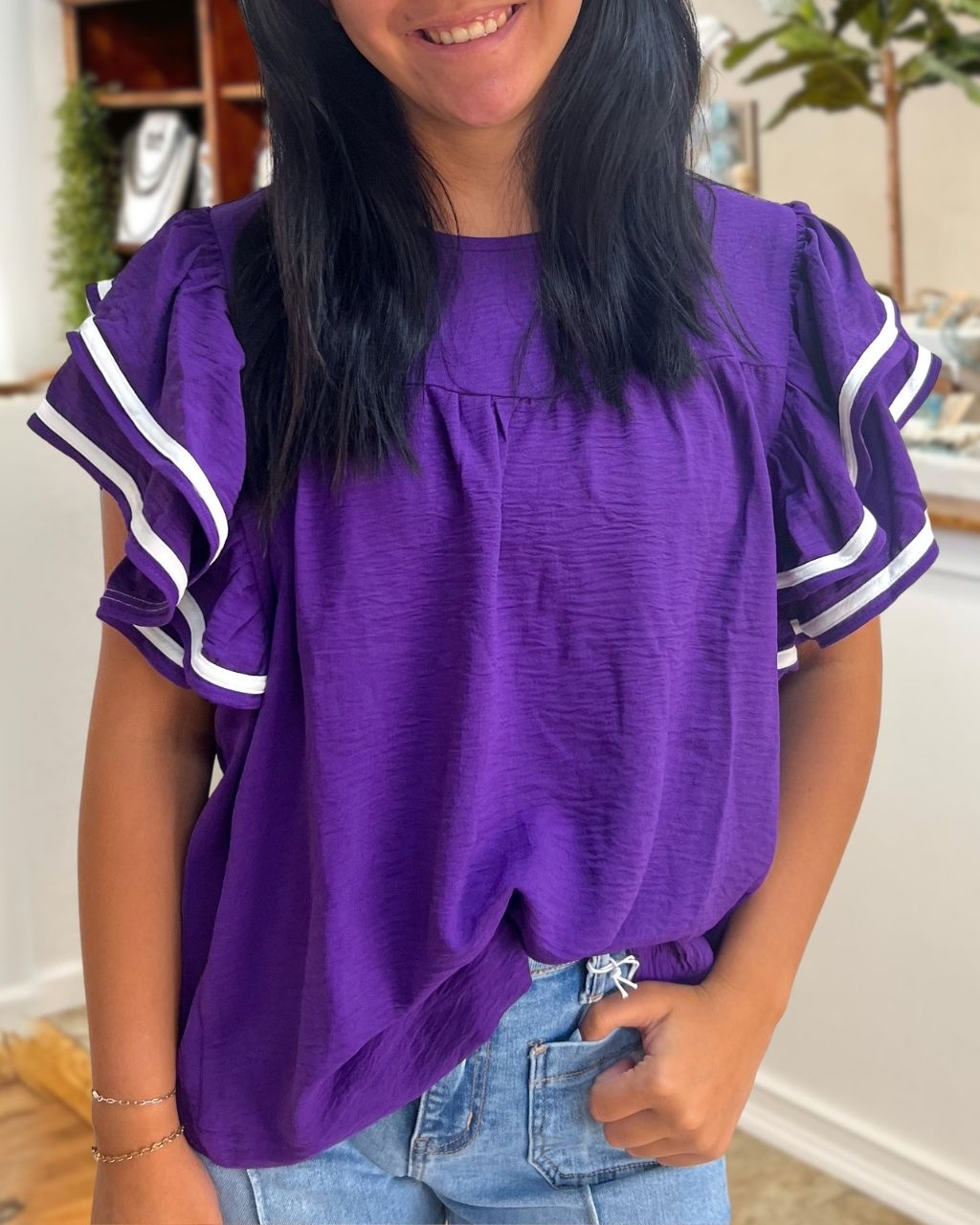 Game Day Ruffled Sleeve Top