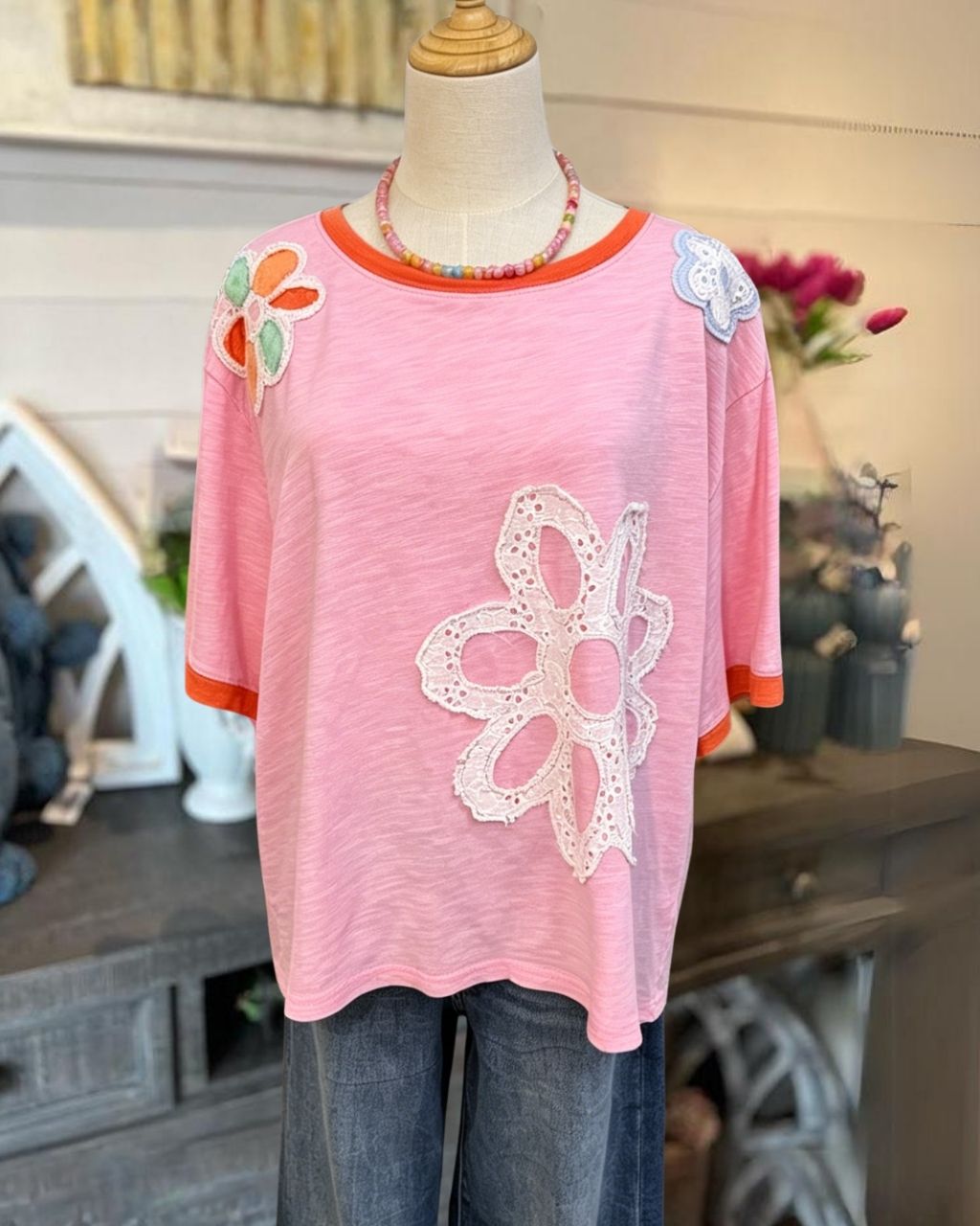Floral Appliqué Embroidered Top