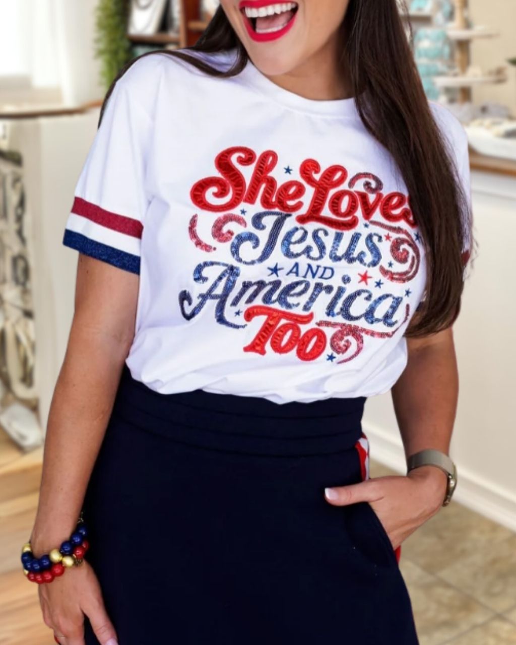 Jesus and American Print T-shirt