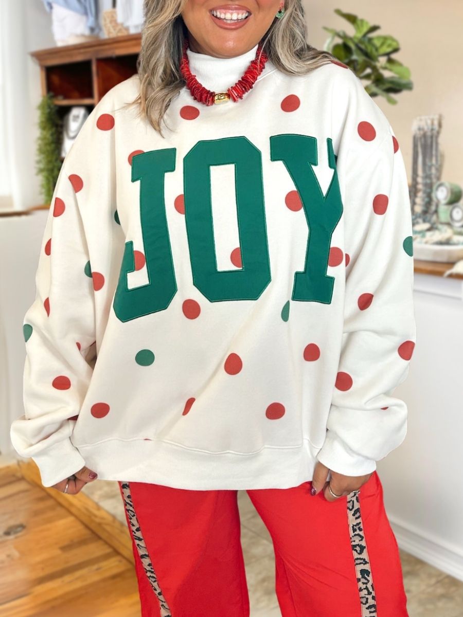 JOY Appliqué Polka-Dot Pullover