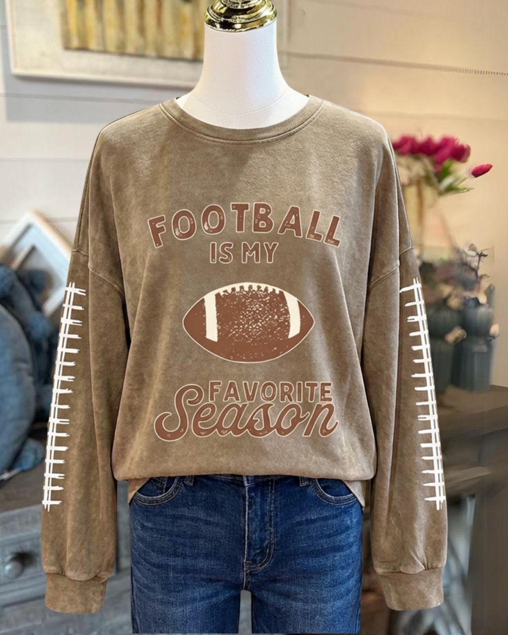 Football Season Embroidered Patch Pullover