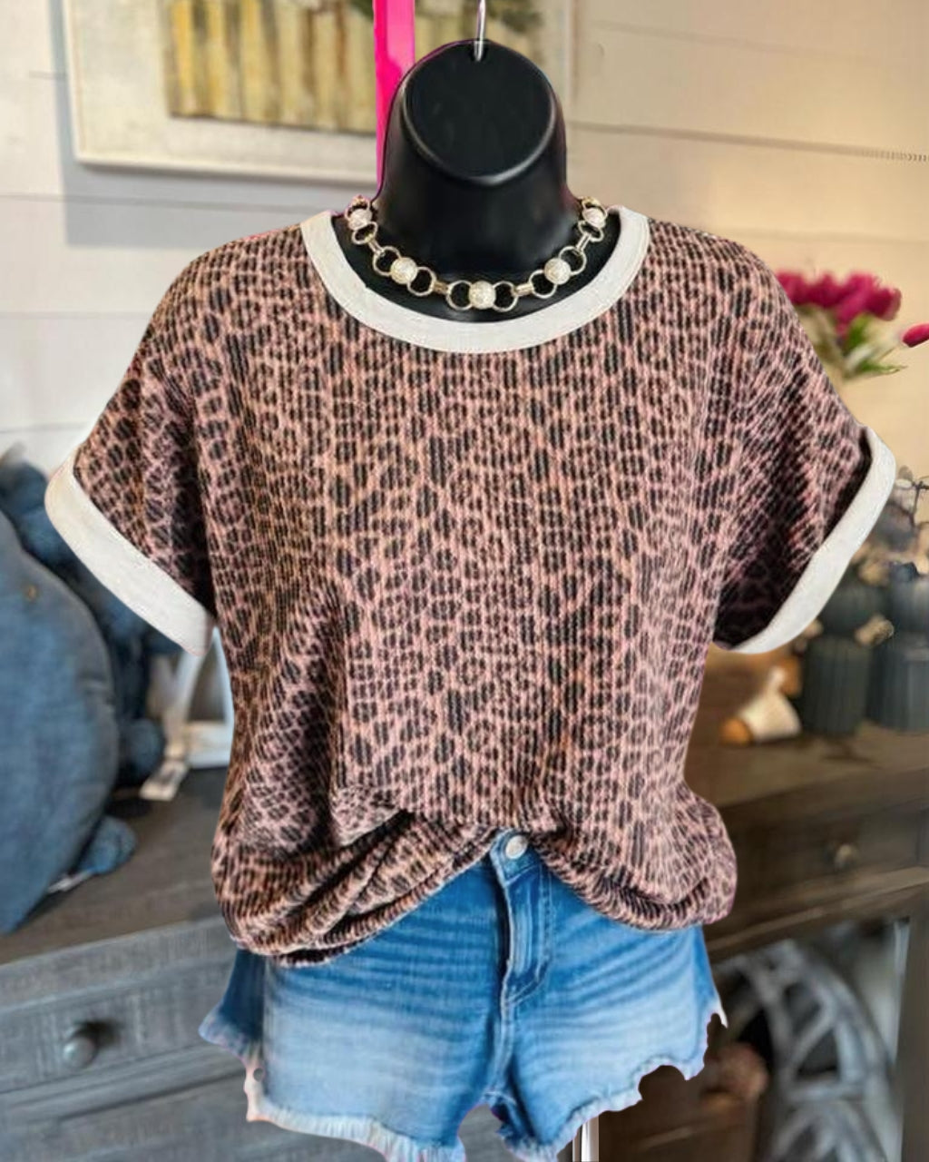 Leopard Ribbed Tee