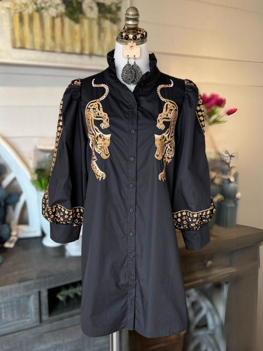 Cheetah Print Shirt Dress