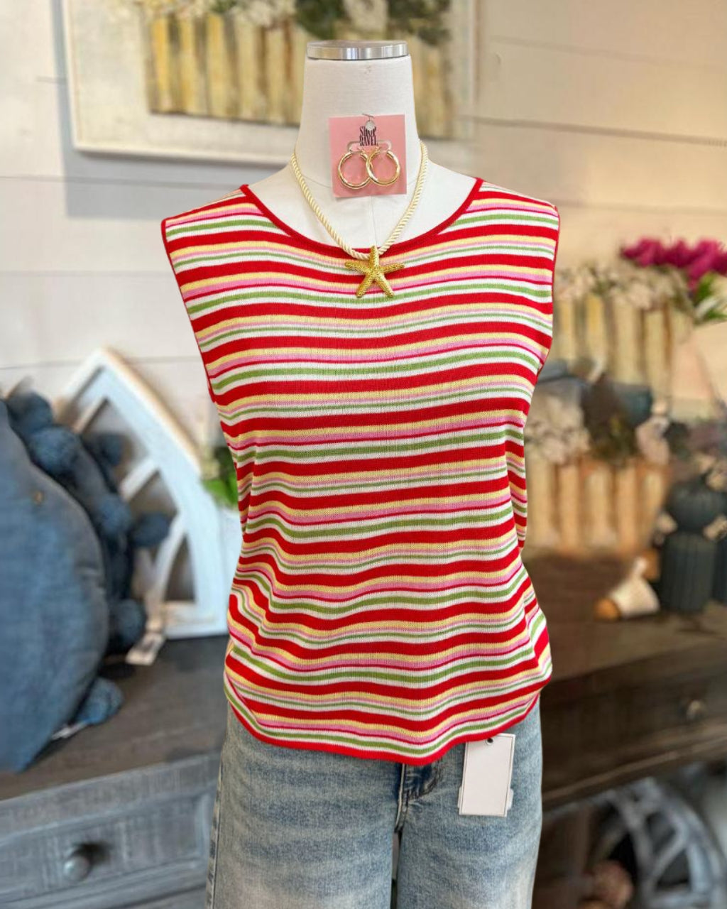 Color-blocked Striped Vest