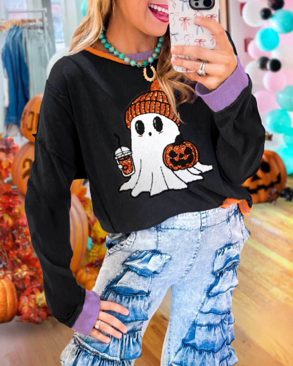Autumn Ghost Sequin Embellished Pullover